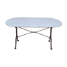 Restaurant bistro table in oval marble and decorated cast iron bases -1m51