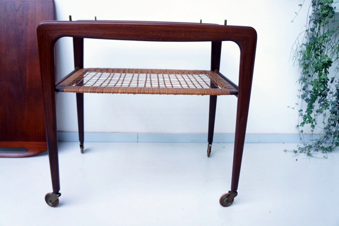 Vintage teak serving trolley Johannes Andersen 1960