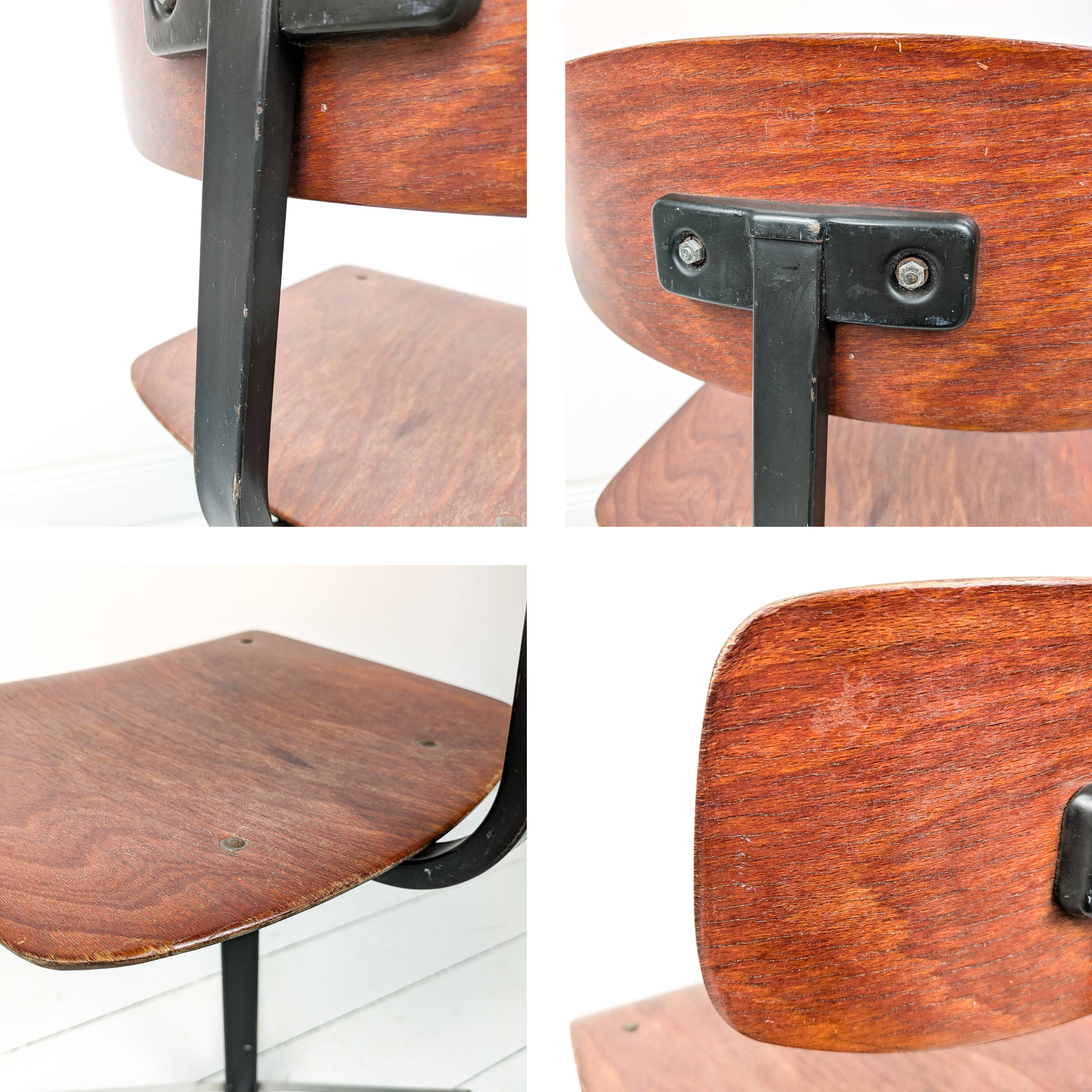 Mid Century Chaise d'école Chaise d'enfant Bois Métal Vintage Rétro Chambre d'enfant Pied Skandi Sca