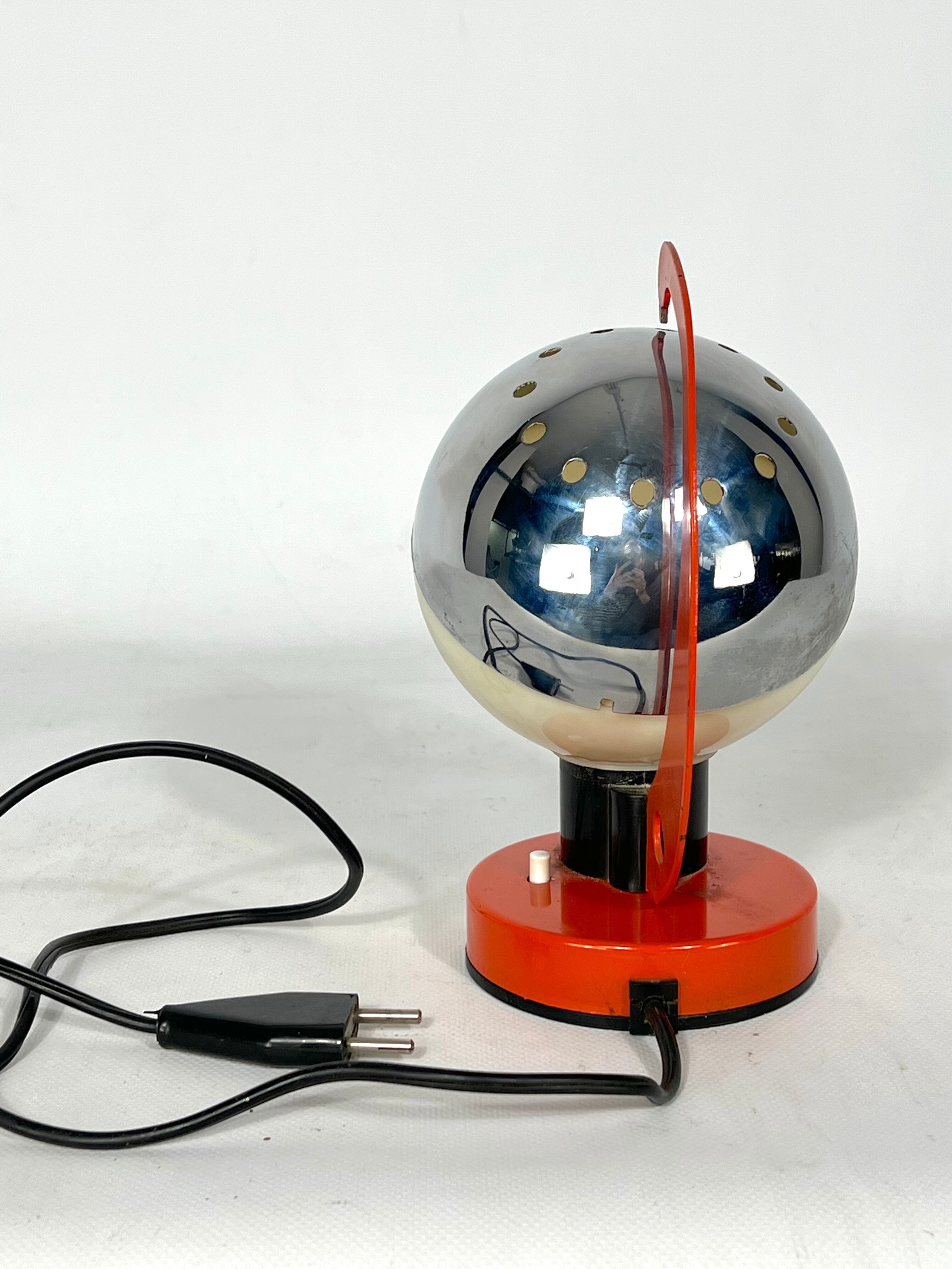 Space age Italian metal and plastic table lamp from 60s