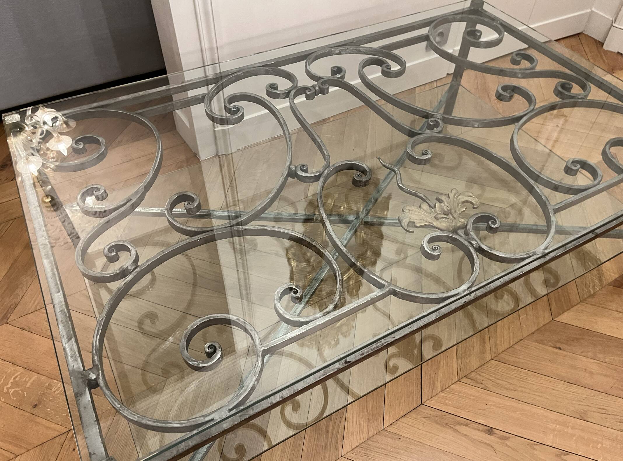 Wrought iron coffee table – Old Parisian balcony railing