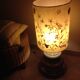 Ceramic floor lamp with a fat lava finish and herbarium shade / vintage 1960s-70s