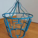 Suspension cage lamp in turquoise metal