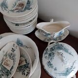 Service terre de fer 42 pieces Creil Montereau modele Cartels