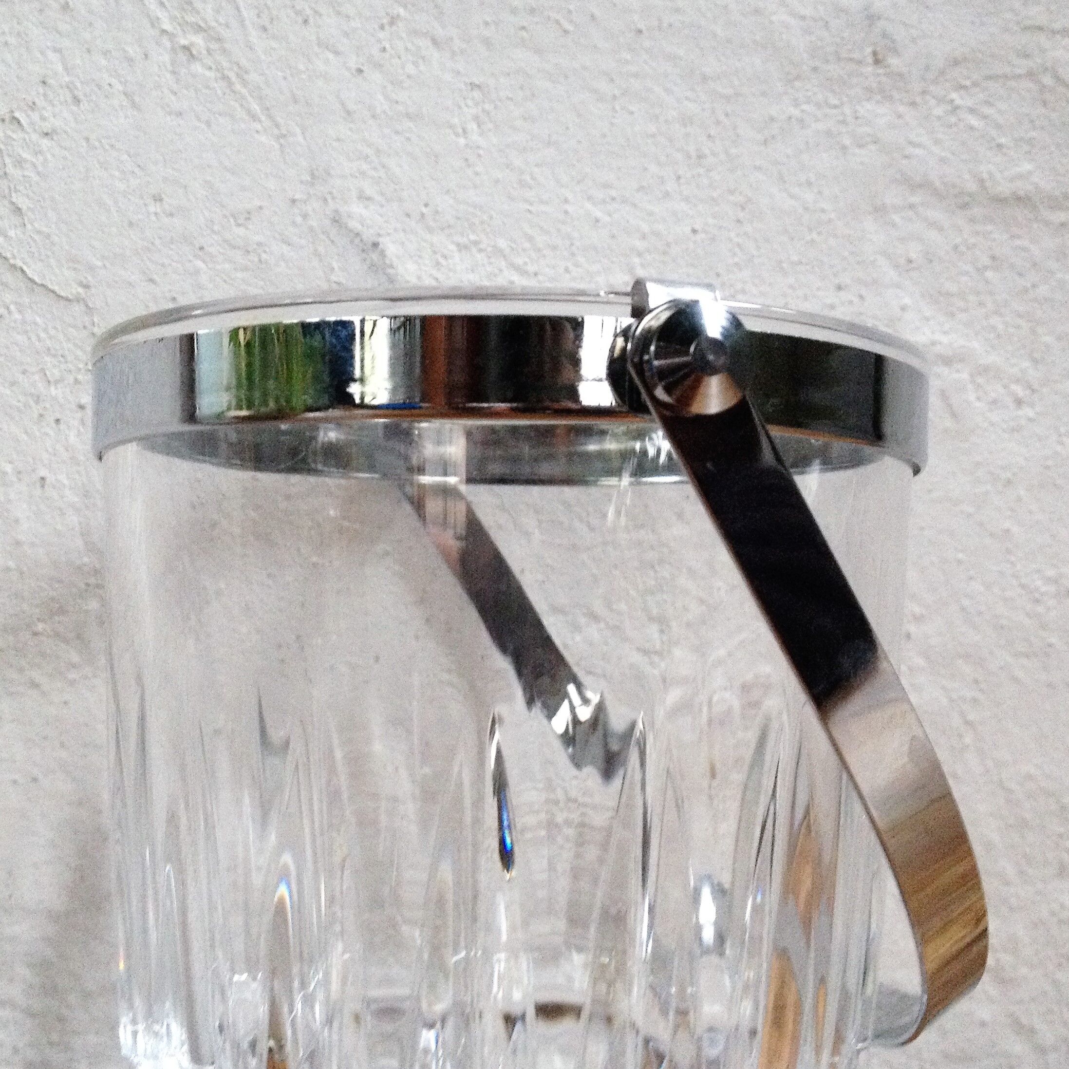 Vintage crystal and chrome ice bucket