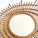 Sun mirror in rattan made in 1960