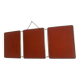 Vintage 1960s red barber triptych mirror Mirbel Paris - 28 x 70 cm