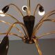 Italian Black and brass 12 arm Spider Chandelier  1950s