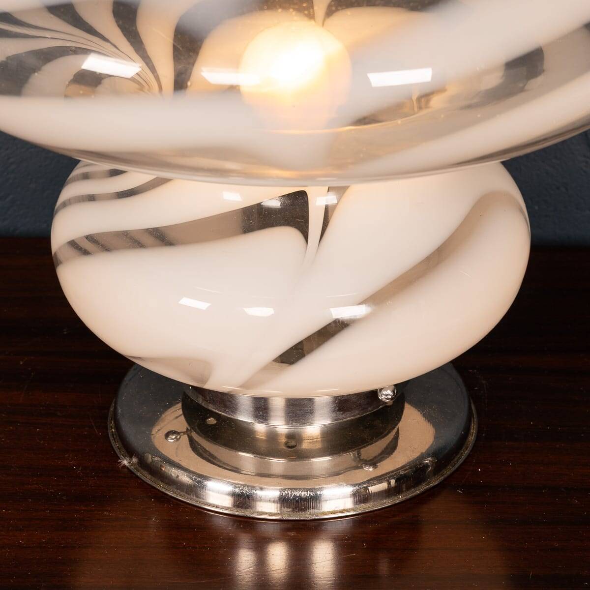Vintage 20thc italian hand blown glass table lamp, murano c.1970