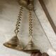 Pair of twisted brass candlesticks 37cm