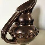 Pitcher ceramic iridescent signed Vallauris Giraud