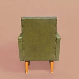 Vintage children's armchair in green skai
