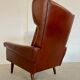 Vintage Danish retro mid-century Svend Skipper caramel brown leather chair