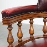 Red Cowhide Leather Chesterfield Office Chair in English Style