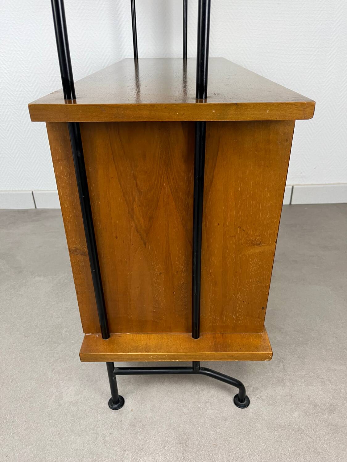 1950s wooden and metal bookshelf shelf