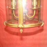 cylindrical bronze and glass vestibule lantern with 3 candle holders