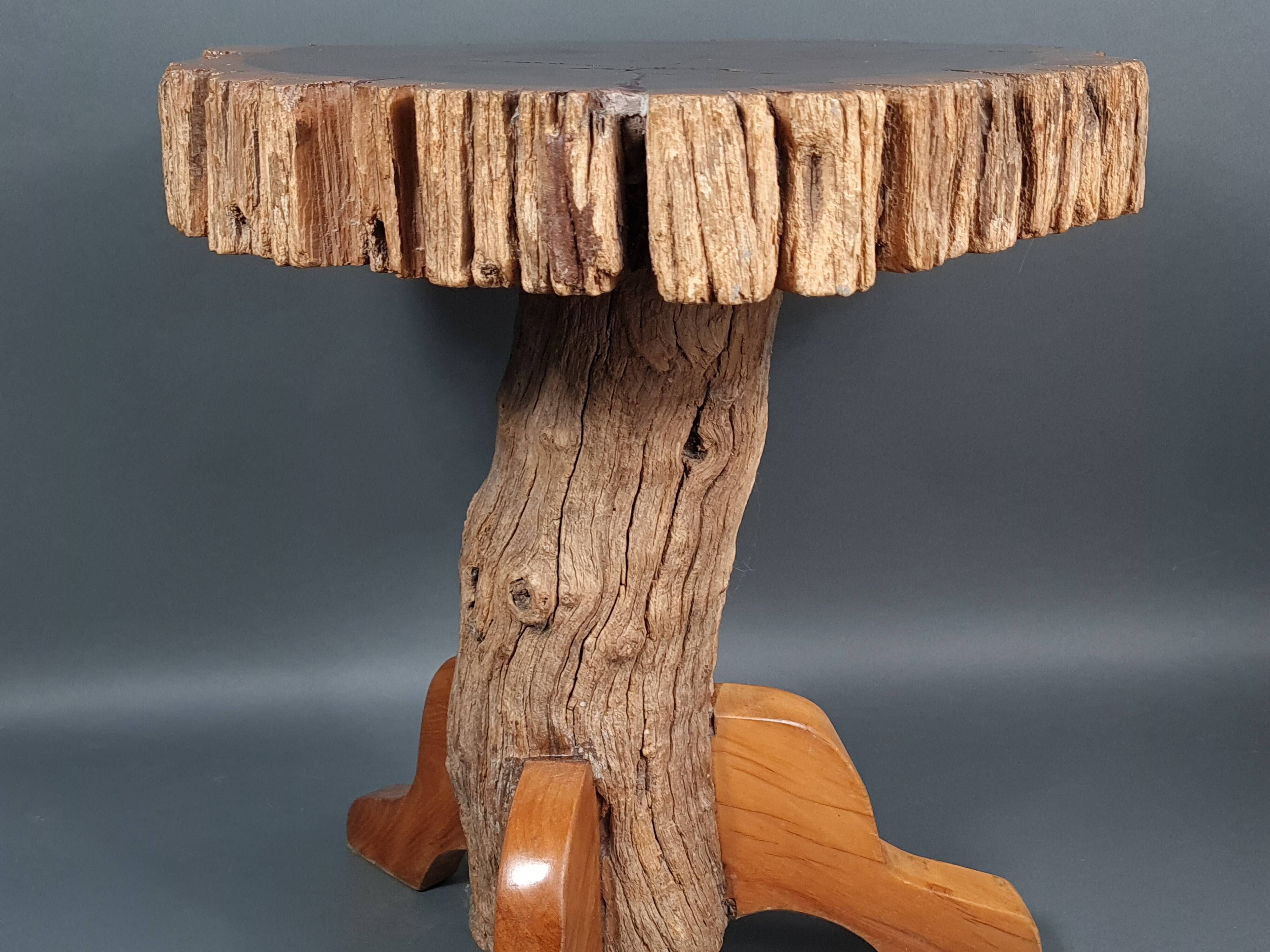 Brutalist teak stool or side table, 13 kg, 2 available D344 /1/