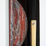 Vase Art Déco en verre opalin noir vert et rouge Anatole Riecke 1946