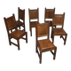 6 x Brutalist solid oak chairs mid century