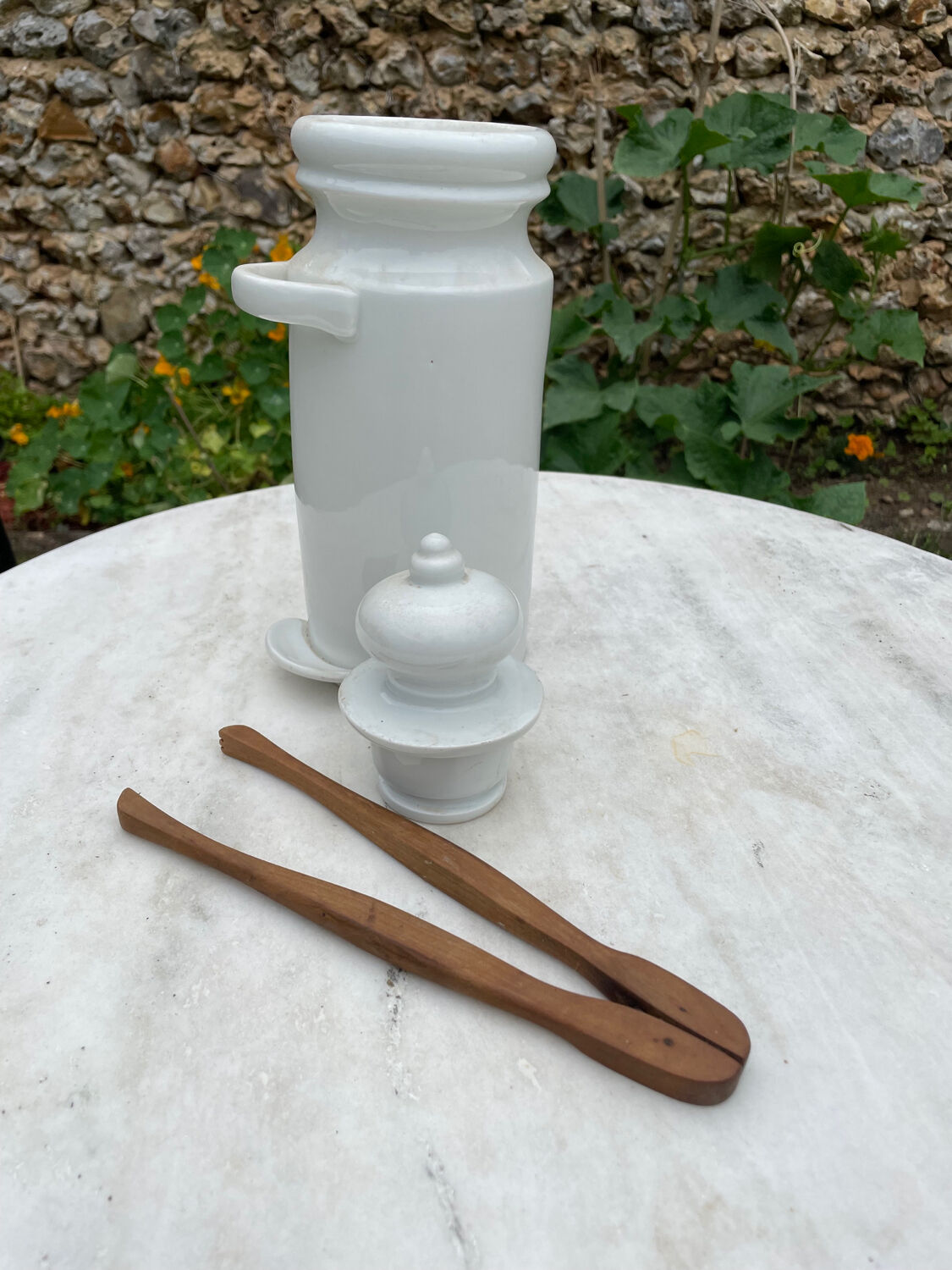 Pot à cornichons vintage porcelaine blanche