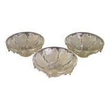 Signed ezan france frosted glass icicle shades set of 3 – art deco lighting