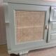 Renovated antique sideboard - blue-green, cane work and oak top