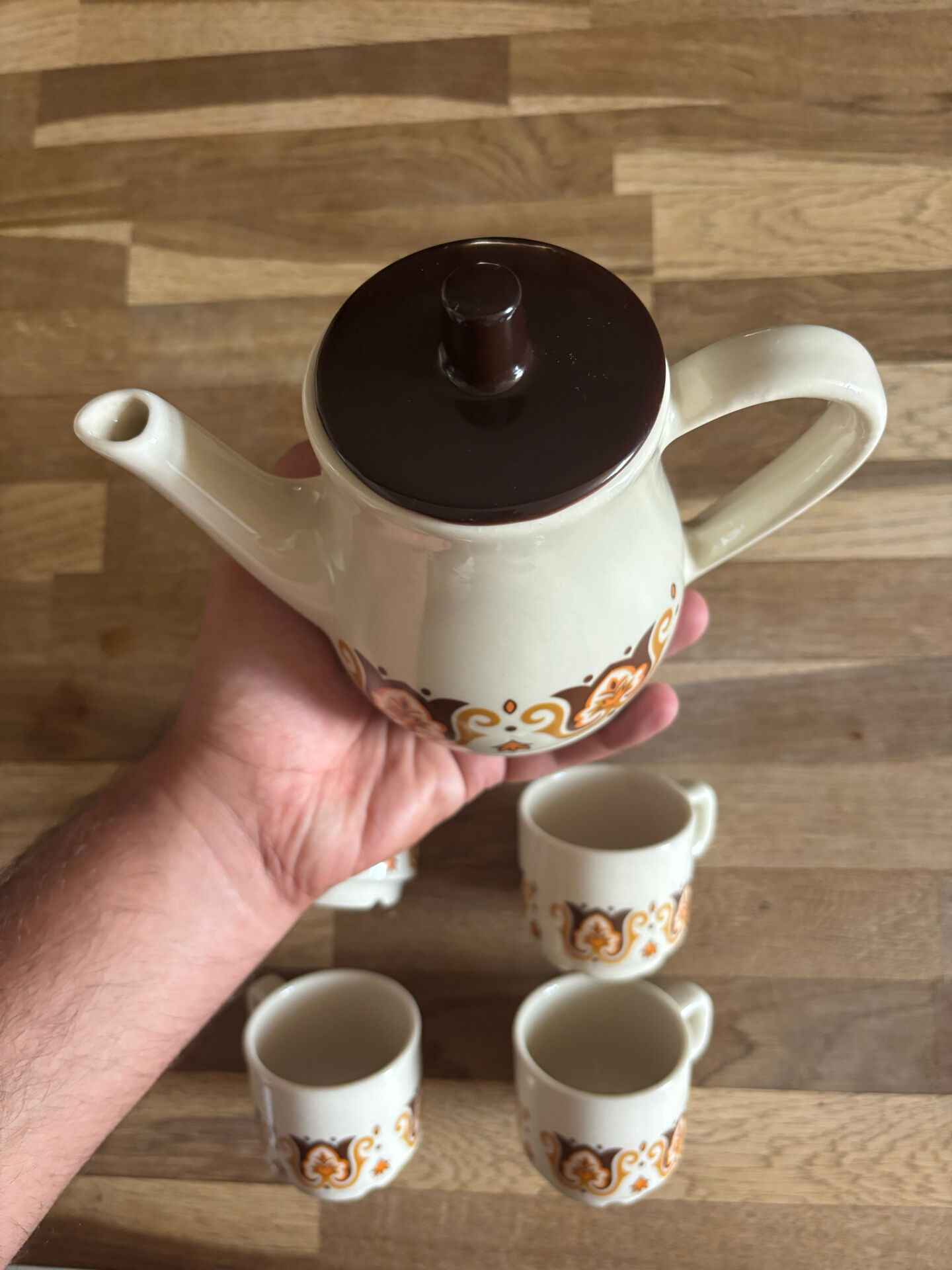Vintage coffee service Nomar Jet – Coffee maker + 4 cups – Porcelain
