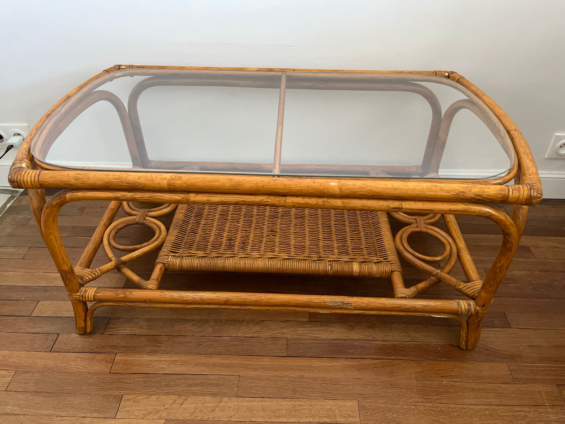 Vintage bamboo and rattan table