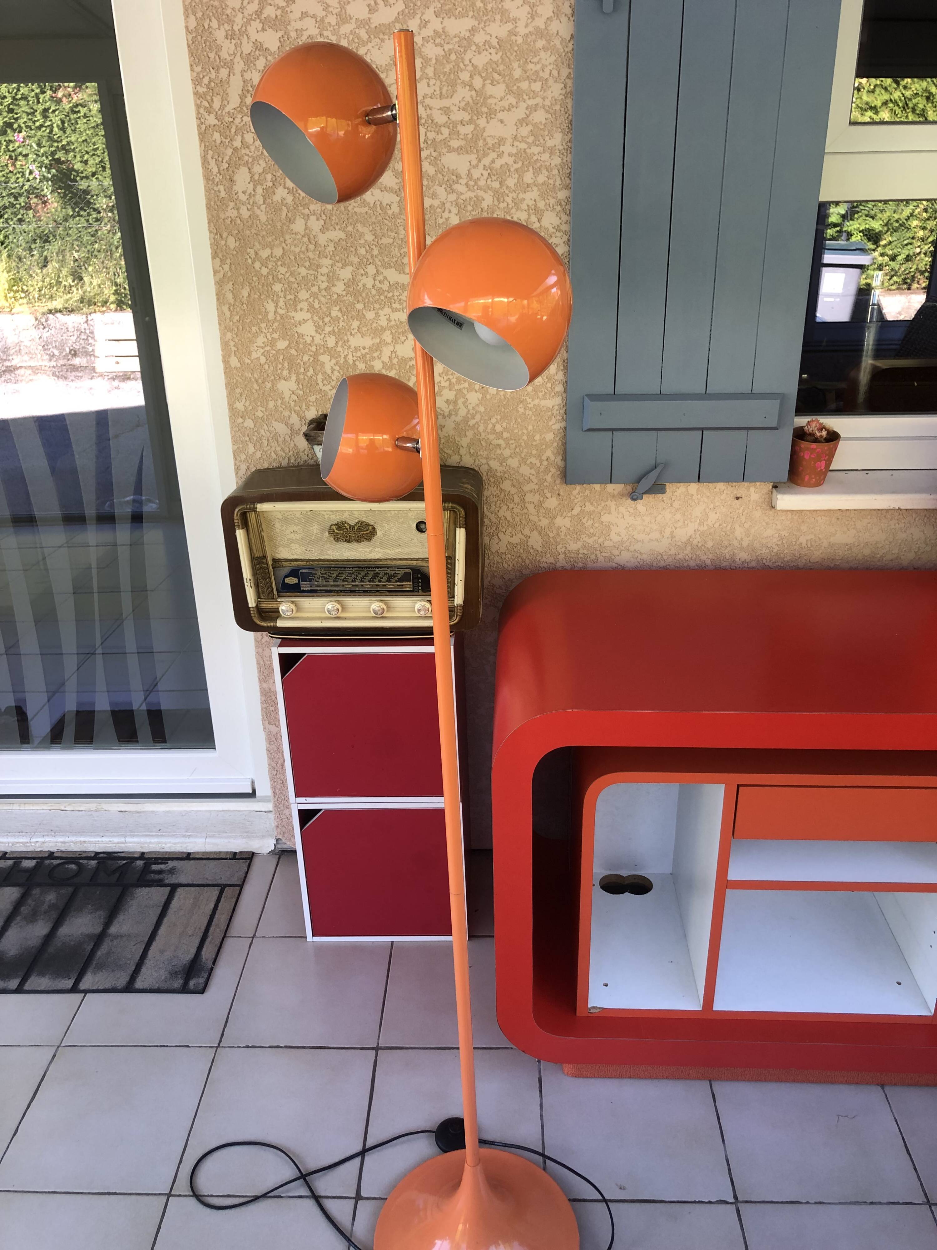 Vintage 70s orange eyeball floor lamp