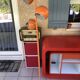 Vintage 70s orange eyeball floor lamp