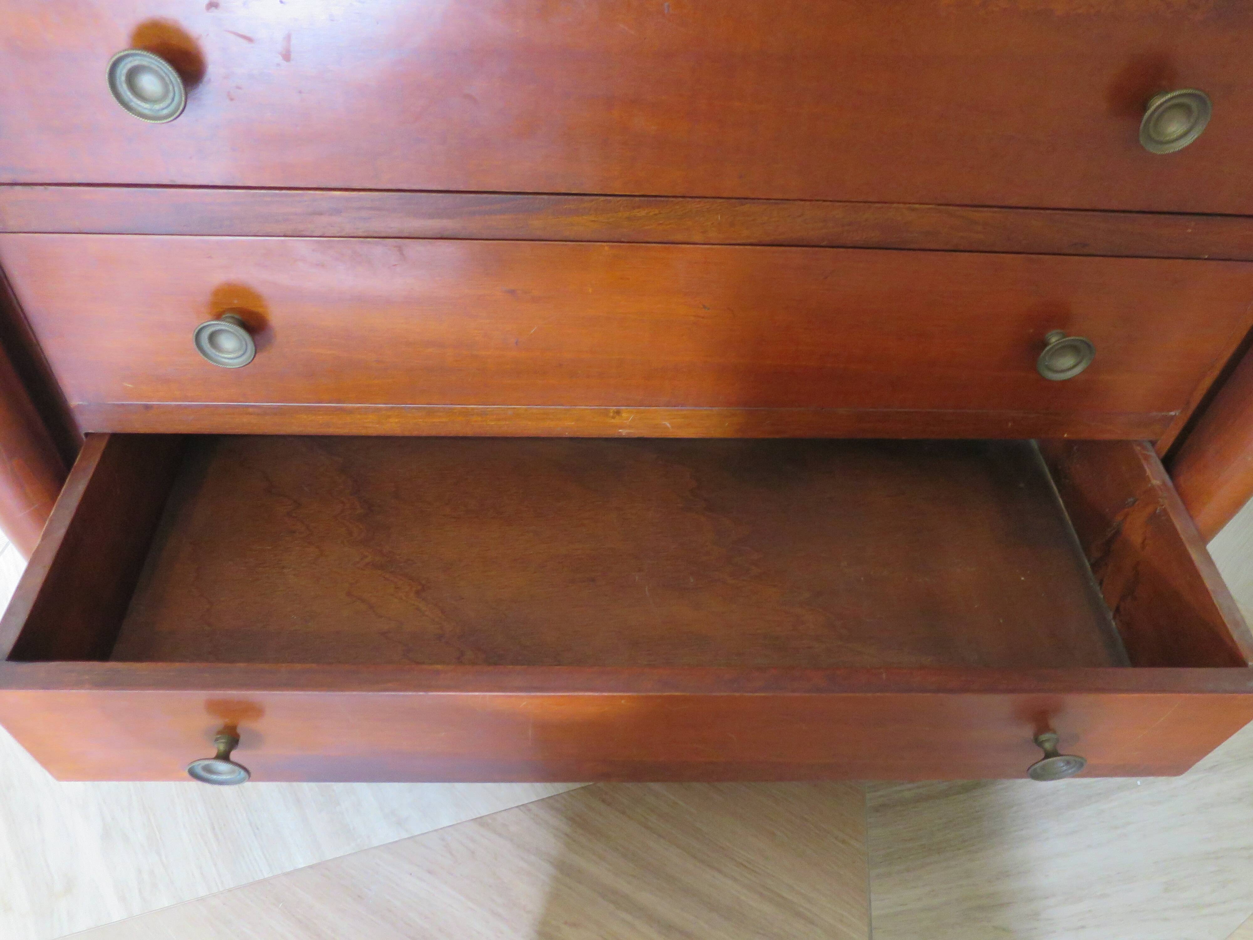 4-drawer chest of drawers - empire style - with detached columns - mahogany-bronze stain
