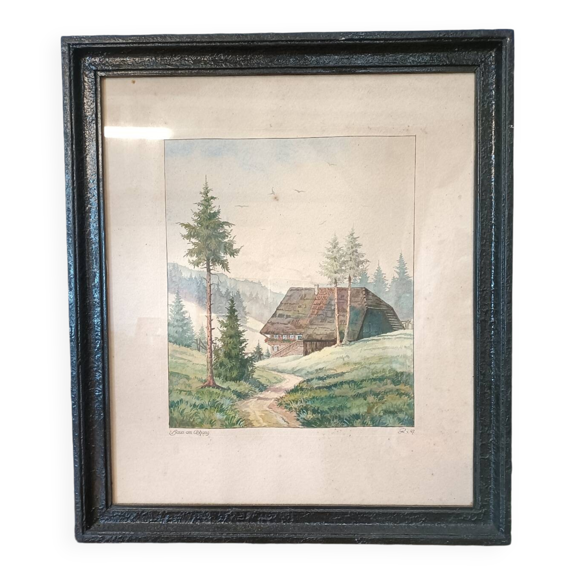 Painting Mountain Chalet 1947 Reubelt