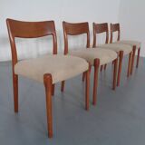 Danish Solid Teak Dining Chairs, 1960s, Set of 4