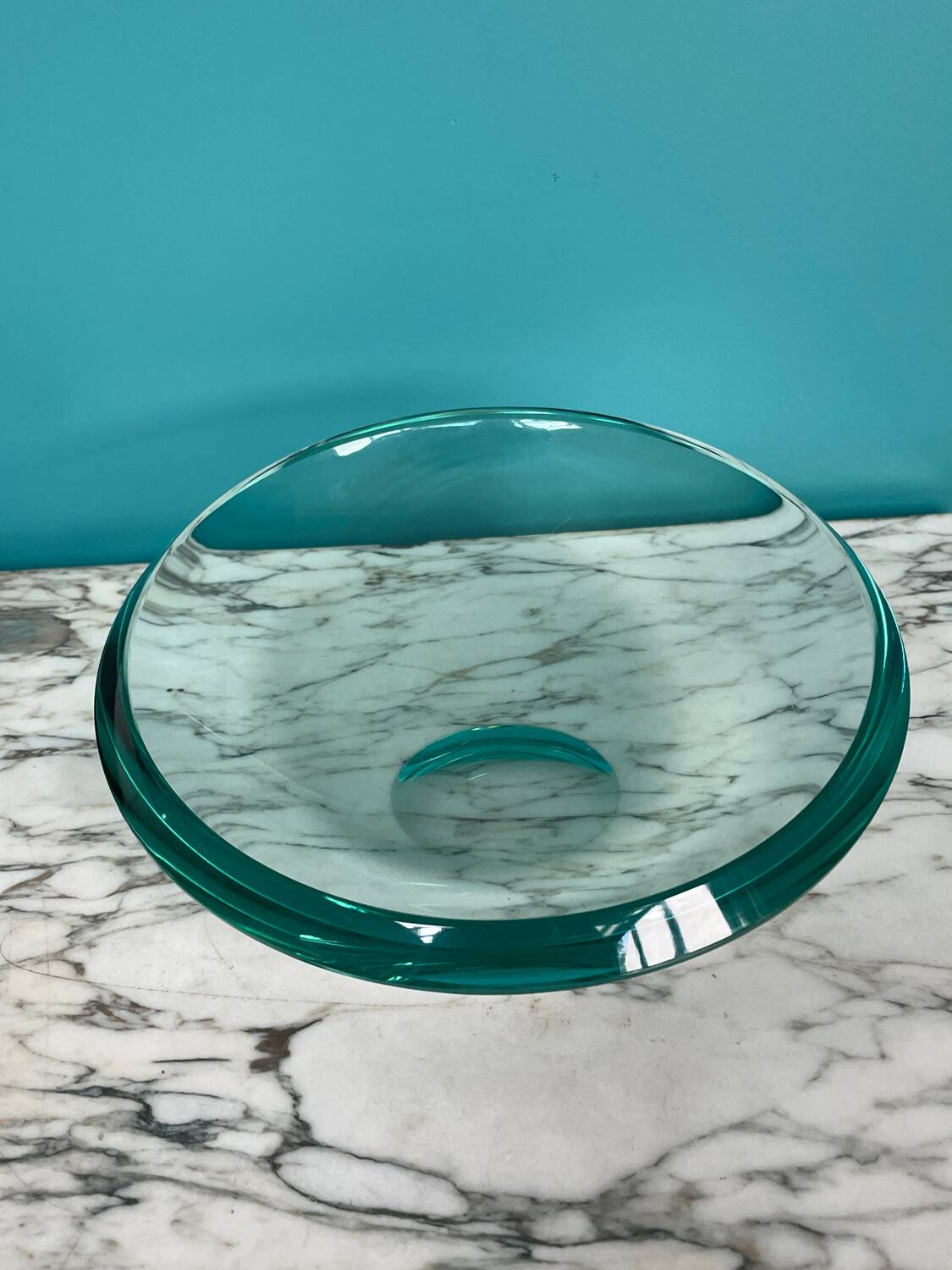 Asymmetrical glass catchall by Max Ingrand for Fontana Arte vintage 1