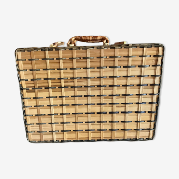 Braided wicker suitcase