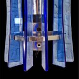 Veca appliques verre bleu structure chrome space âge , 1960s