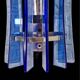 Veca wall lights blue glass chrome structure space age, 1960s