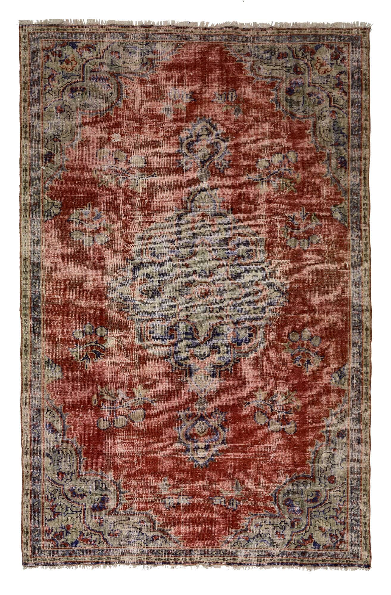 Turkish Anatolian Handmade Vintage Rug 244 cm x 158 cm