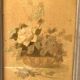 Lively rockery style display case in gray lacquered wood and painted flower decoration. Around 1900