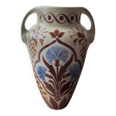 Balustrade vase with two handles art nouveau floral decor k&g luneville decoration