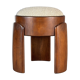 Sculptural Ash Wood Stool with Dedar Milano Bouclè Champagne by FORME, Italy