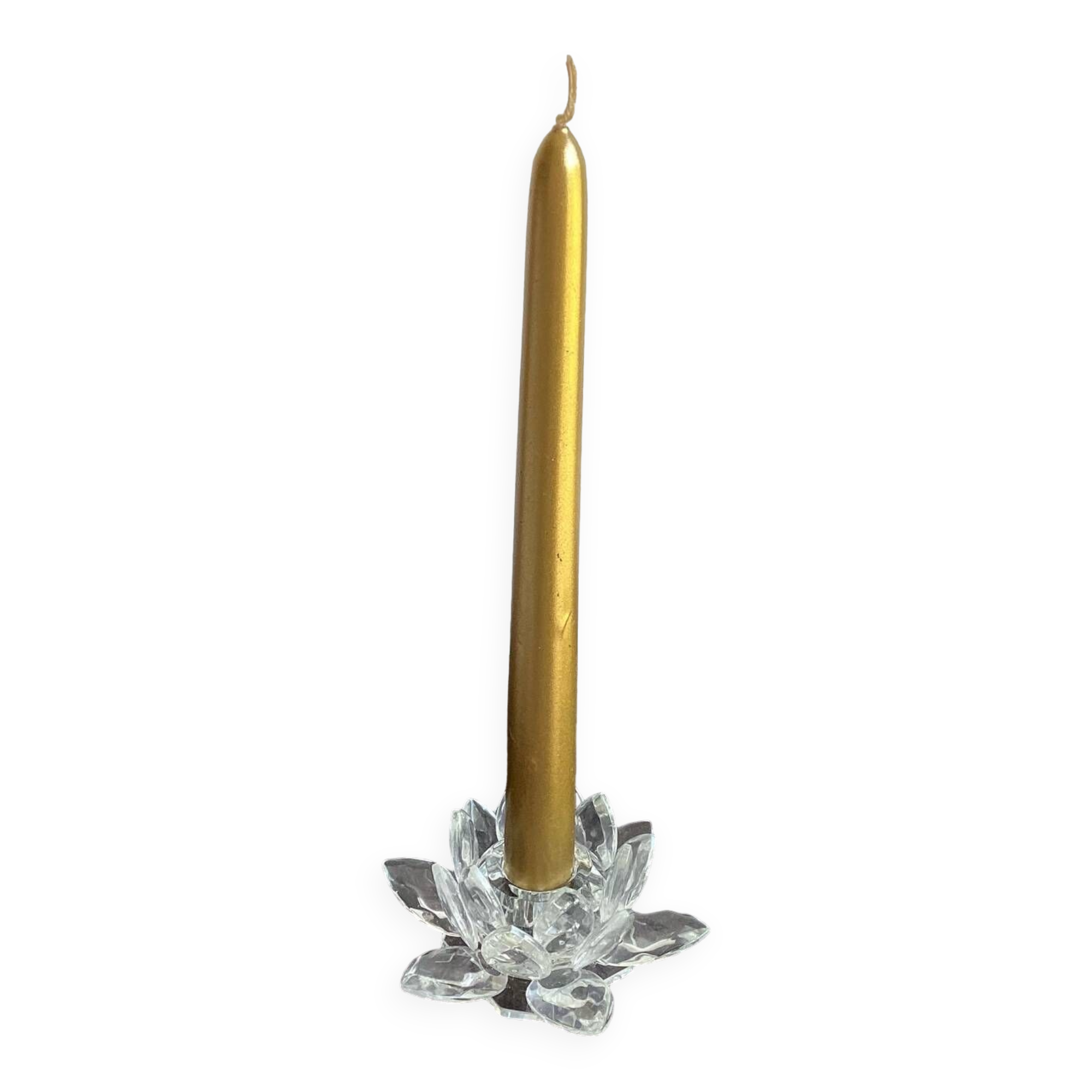 Water lily flower crystal candle holder