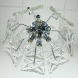 vintage PENDANT LIGHT crystal glass and chrome 14 glass prisms 1960s