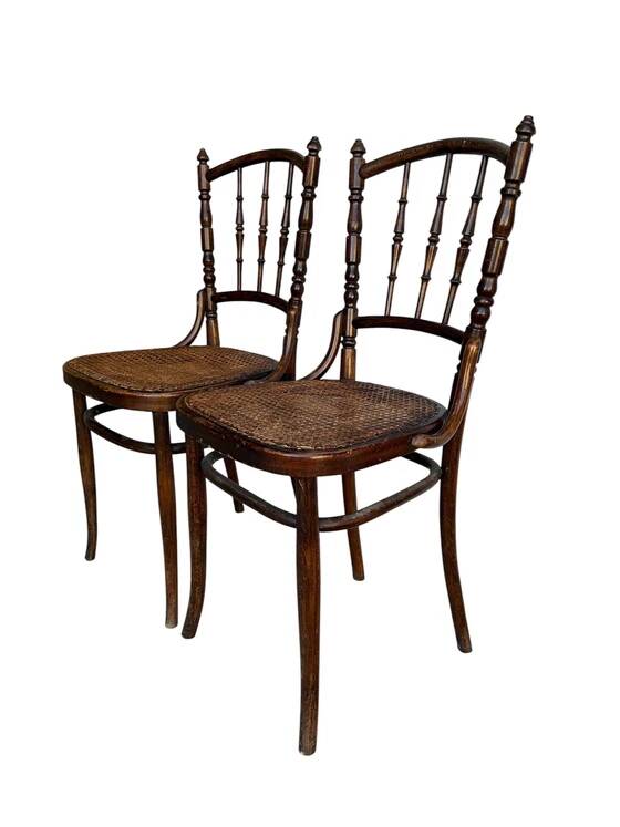 Pair of antique curved wood chairs – Weill & Co (circa 1900)