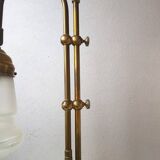Lampe de table dorée avec abat-jour en verre 1970