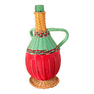 pink and green scoubidou bottle 1970