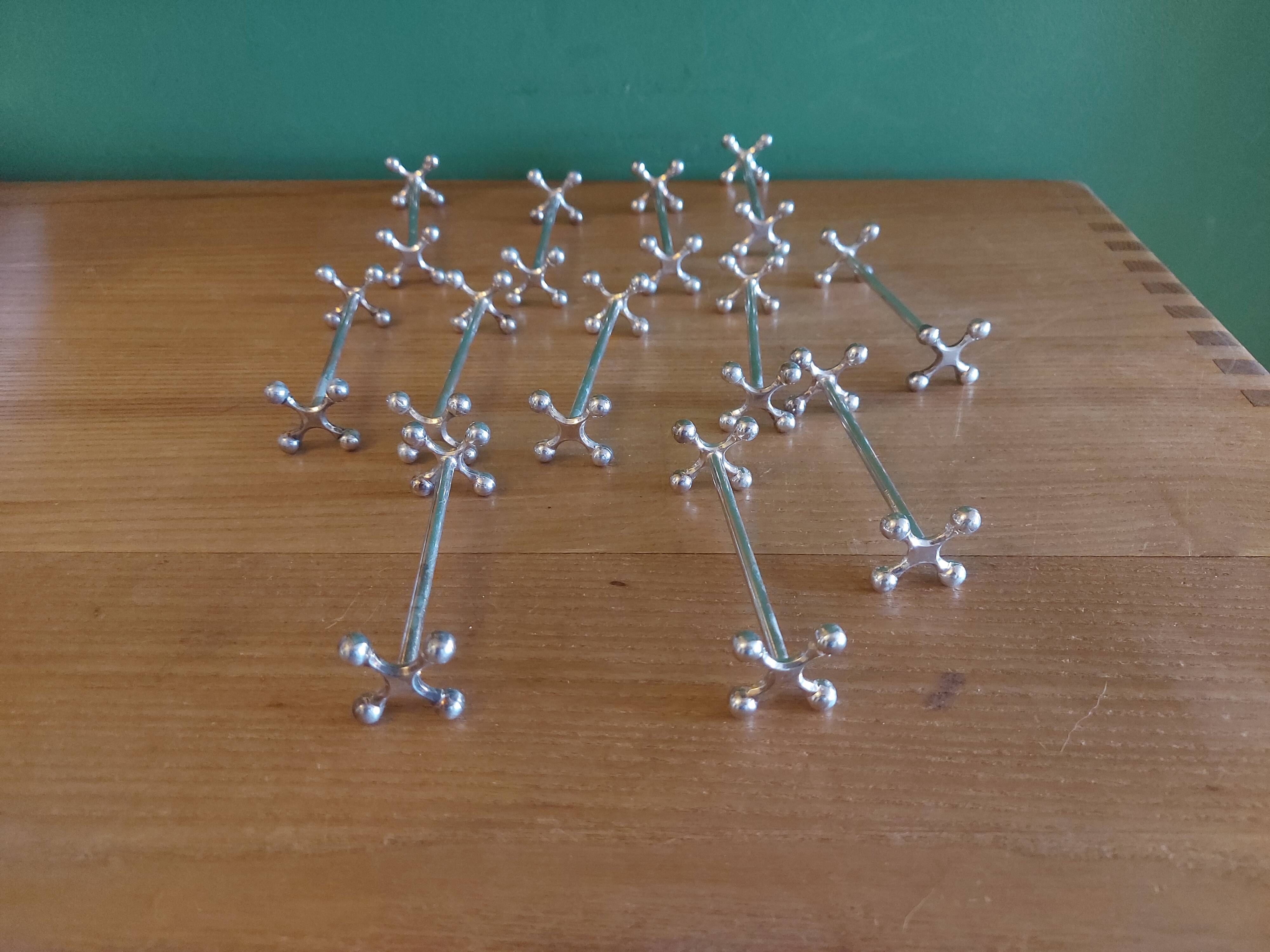 12 Christofle silver metal knife doors, pearl model