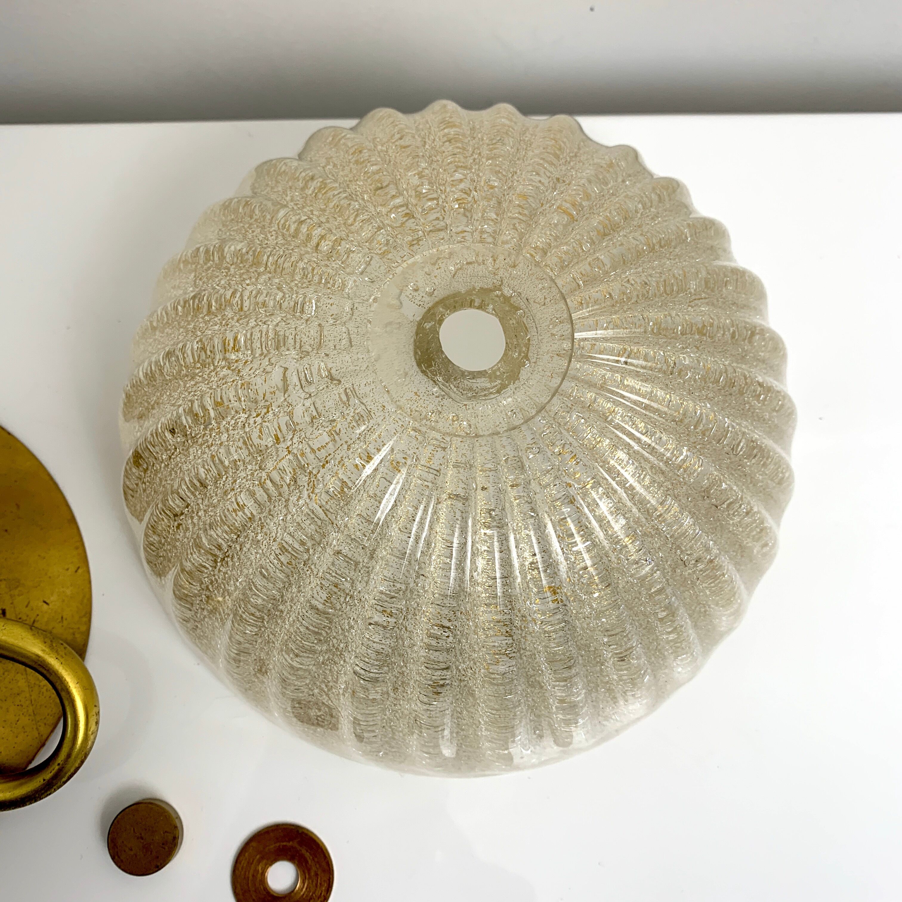 Old ceiling lamp murano glass with inclusion gold gilded barovier toso