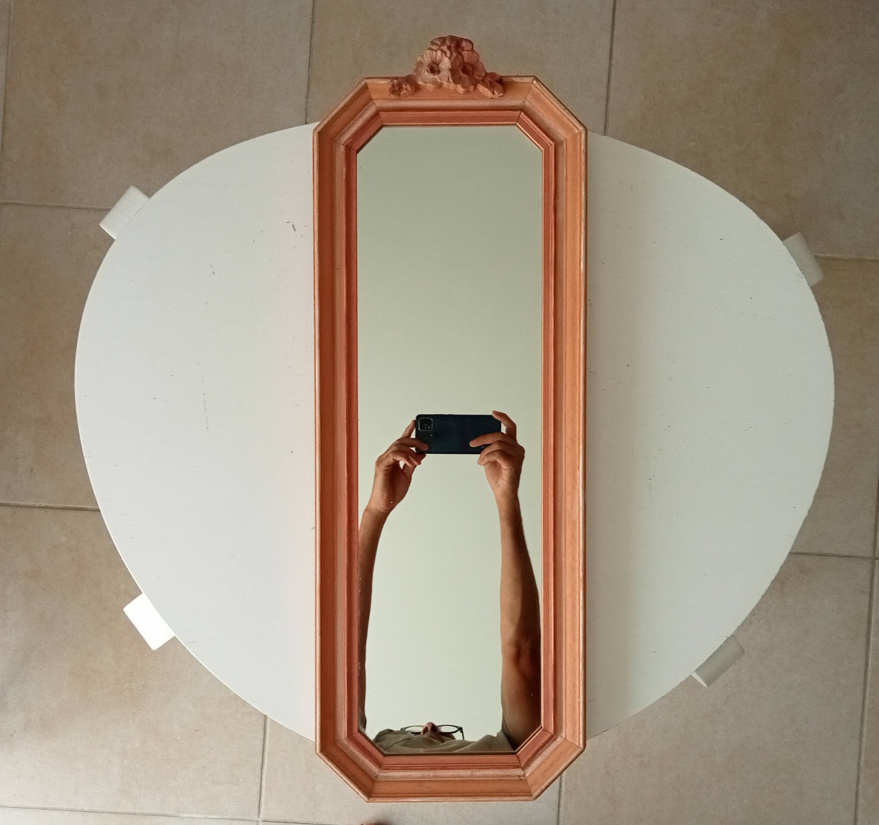 Miroir vintage octogonale avec fronton