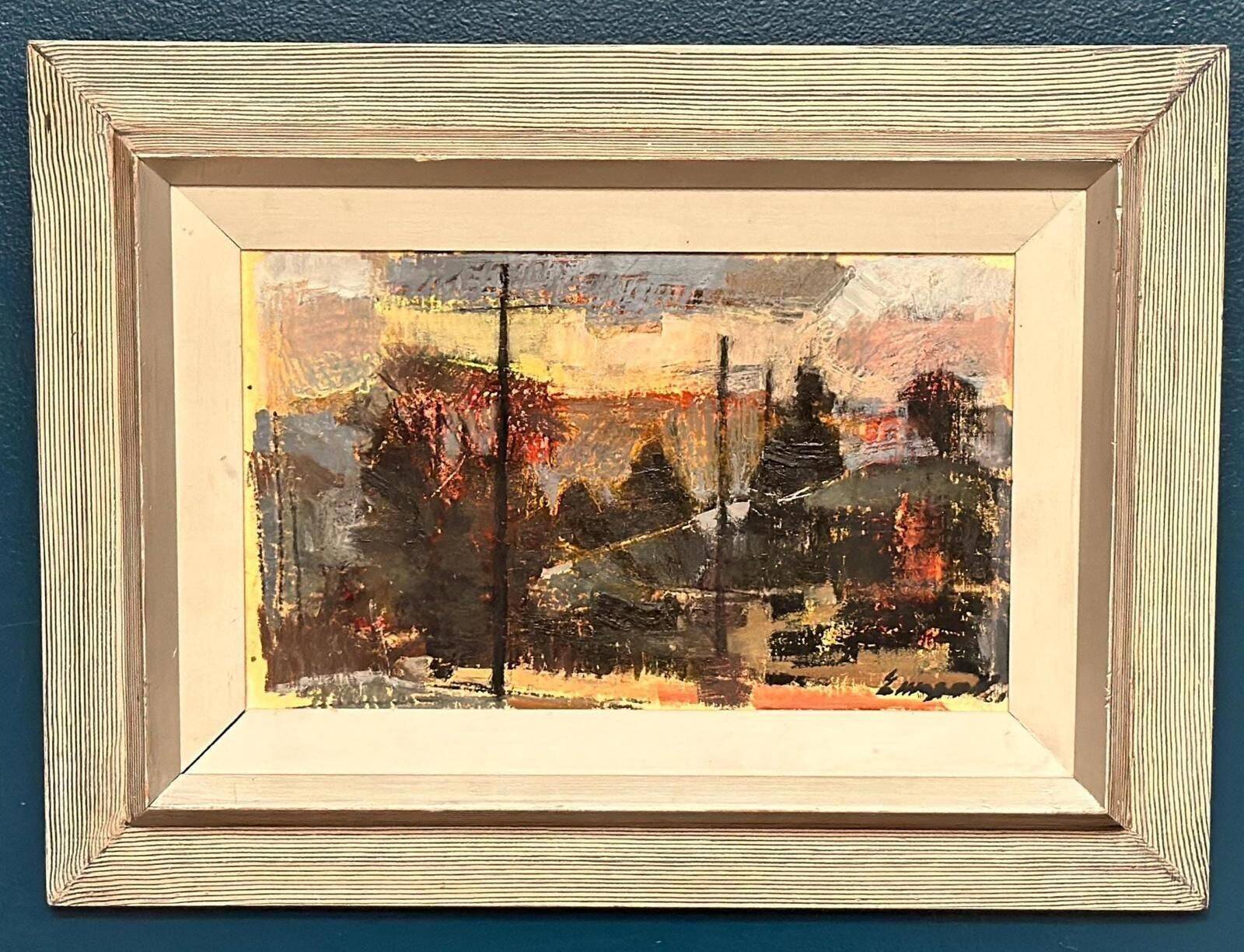 Original Swedish Oil On Panel – “Abstract Composition” By Erik Emanuelsson – Vintage & Framed – 36 × 49 Cm (14.2" × 19.3")
